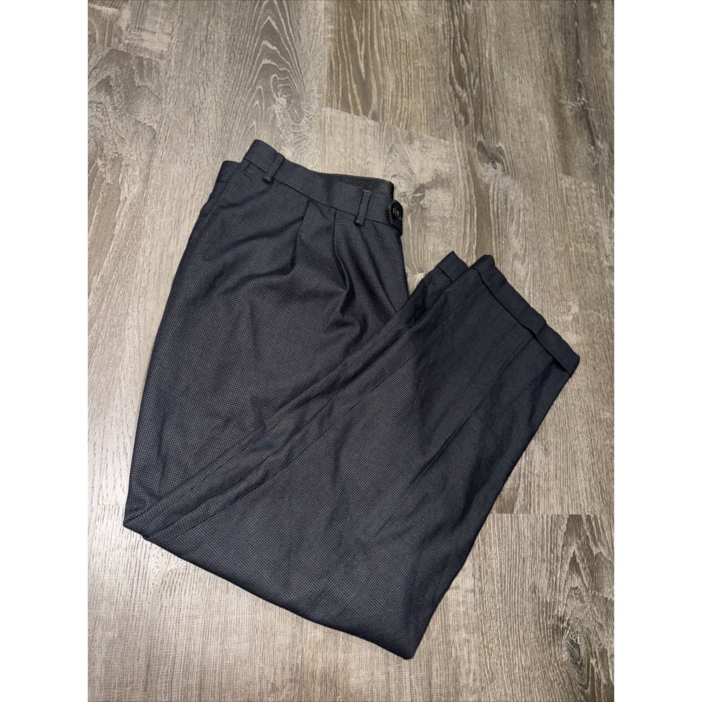 VTG Ralph Ralph Lauren Mens Dress Pants Grey Houndstooth Pleated Cuffed 39x31